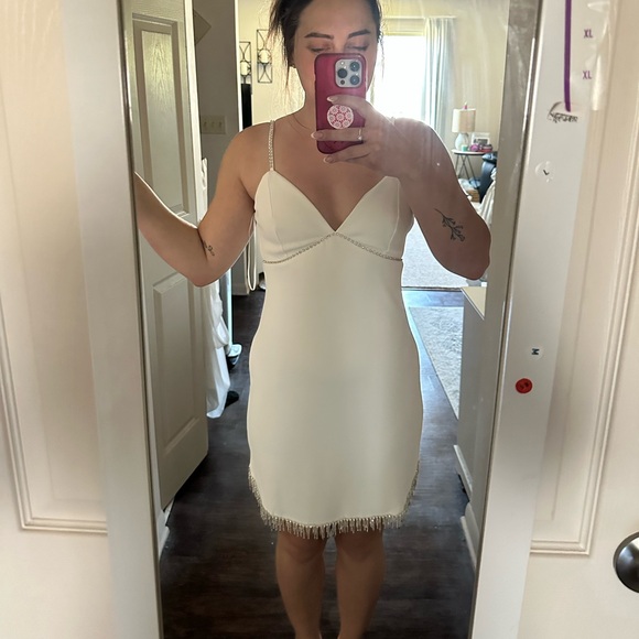 Lena white mini dress with rhinestones - Picture 2 of 7